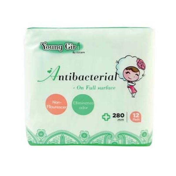 Băng vệ sinh kháng khuẩn ngày và đêm UUcare Young Girl Antibacterial 280mm (12 miếng/gói) 