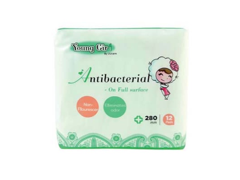 Băng vệ sinh kháng khuẩn ngày và đêm UUcare Young Girl Antibacterial 280mm (12 miếng/gói) 