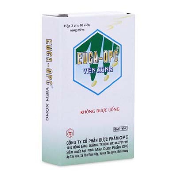 Viên xông trị cảm mạo, sát trùng mũi họng Euca-OPC (2 vỉ x 10 viên/hộp)