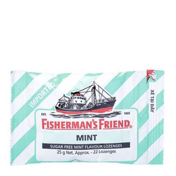 Kẹo cay con tàu không đường vị bạc hà Fishermans Friend Mint (25g)