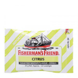 Kẹo cay con tàu không đường vị cam chanh Fishermans Friend Citrus (25g)
