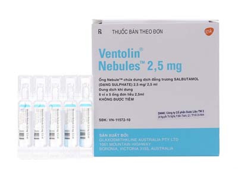Dung dịch khí dung trị hen Ventolin Nebules 2.5mg (6 vỉ x 5 ống/hộp)