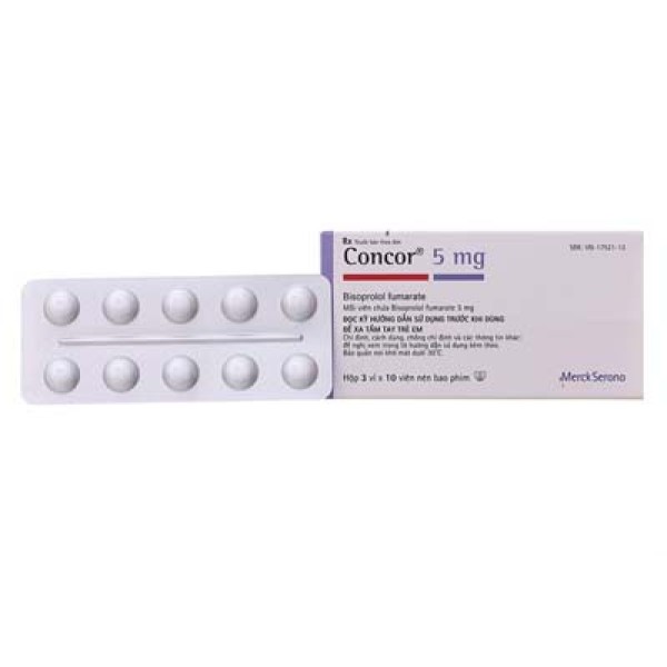 Thuốc điều trị cao huyết áp Concor 5mg (3 vỉ x 10 viên/hộp)