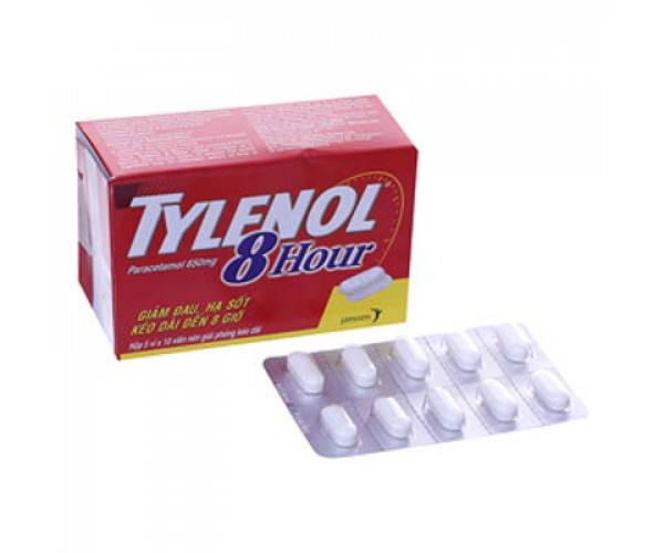 Thuốc giảm đau hạ sốt  Tylenol 8 hour 650mg (5 vỉ x 10 viên/hộp)