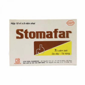 Thuốc  điều trị các chứng loét đường tiêu hoá và giảm tiết acid dạ dày Stomafar (10 vỉ x 8 viên/hộp)