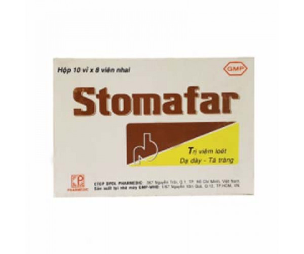 Thuốc điều trị các chứng loét đường tiêu hoá và giảm tiết acid dạ dày Stomafar (10 vỉ x 8 viên/hộp)