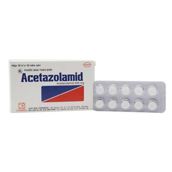 Thuốc trị Glaucom Acetazolamid 250mg Pharmedic (10 vỉ x 10 viên/hộp)