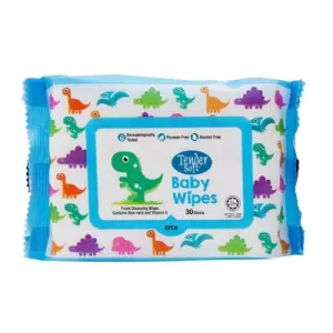 Khăn ướt em bé không mùi hương Tendersoft màu xanh (30 tờ/gói)