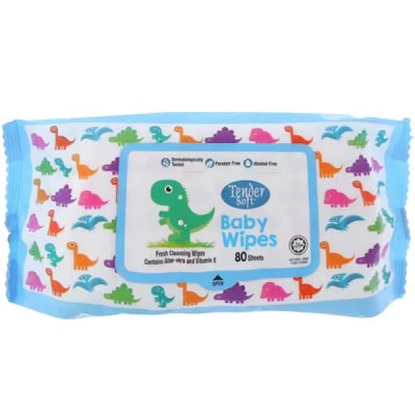 Khăn ướt em bé không mùi hương Tendersoft màu xanh (80 tờ/gói)