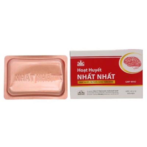 Thuốc trị thiểu năng tuần hoàn Hoạt huyết Nhất Nhất (3 vỉ x 10 viên/hộp)