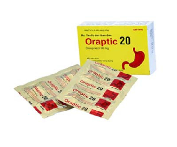 Thuốc điều trị trào ngược dạ dày thực quản Oraptic 20mg (5 vỉ x 4 viên/hộp)