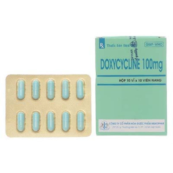 Thuốc kháng sinh Doxycyclin 100mg MKP (10 vỉ x 10 viên/hộp)