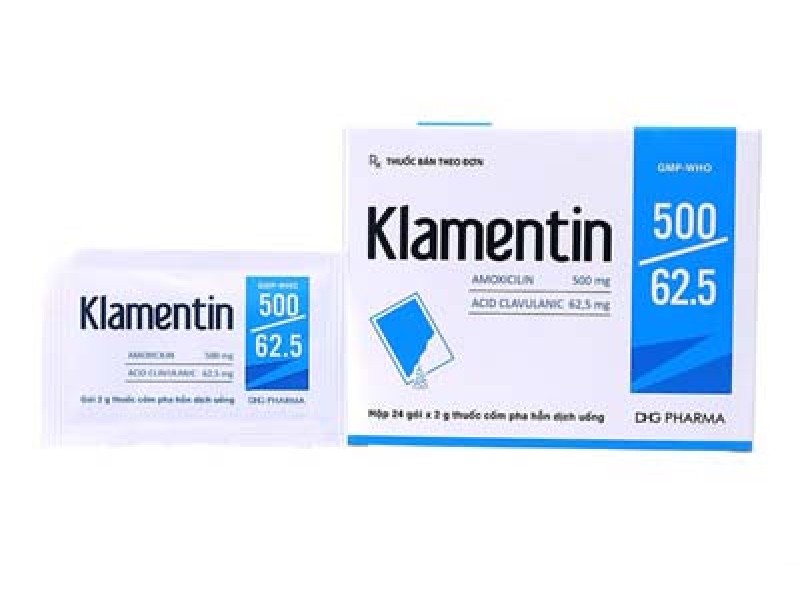 Thuốc kháng sinh Klamentin 500/62.5mg (24 gói/hộp)