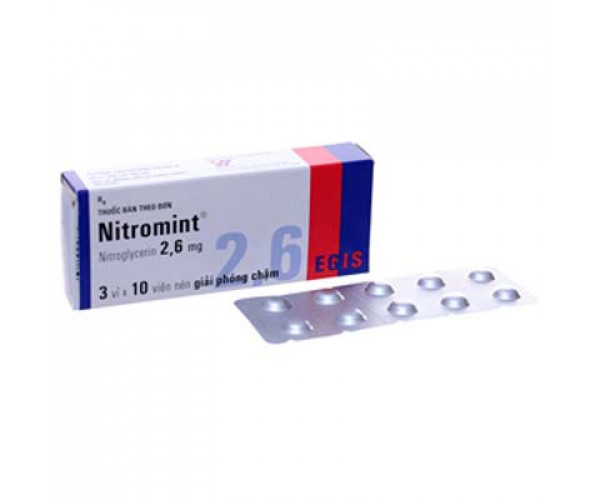 Thuốc điều trị và phòng ngừa đau thắt ngực Nitromint 2.6mg (3 vỉ x 10 viên/hộp)