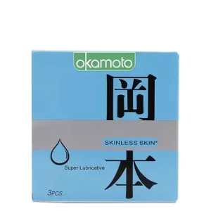 Bao cao su siêu mỏng Okamoto Skinless Skin Super Lubricated (3 cái/hộp)