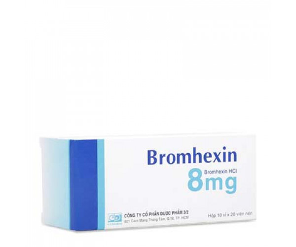 Thuốc điều trị làm tan đàm trong viên phế quản mãn tính Bromhexin 8mg F.T.PHARMA (10 vỉ x 20 viên/hộp)