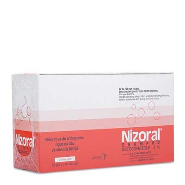 Dầu gội dự phòng và điều trị gàu, ngứa da đầu, viêm da tiết bã Nizoral Shampoo 2% (50 gói/hộp)