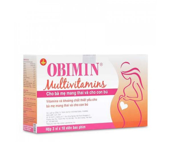 Thuốc bổ sung Vitamin và khoáng chất cho phụ nữ có thai và cho con bú Obimin multivitamins (3 vỉ x 10 viên/hộp)