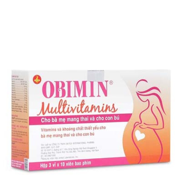 Thuốc bổ sung Vitamin và khoáng chất cho phụ nữ có thai và cho con bú Obimin multivitamins (3 vỉ x 10 viên/hộp)