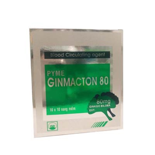Thuốc điều trị suy giảm tuần hoàn máu Pyme Ginmacton 80 (10 vỉ x 10 viên/hộp)