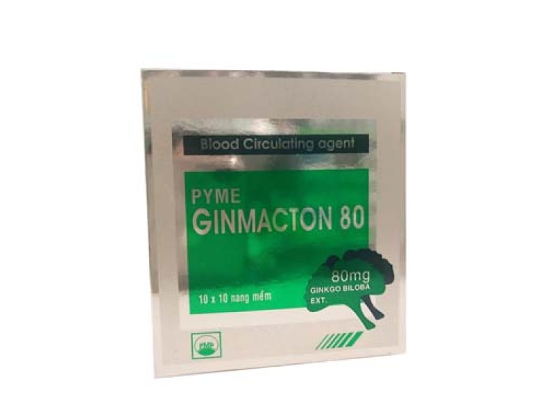 Thuốc điều trị suy giảm tuần hoàn máu Pyme Ginmacton 80 (10 vỉ x 10 viên/hộp)