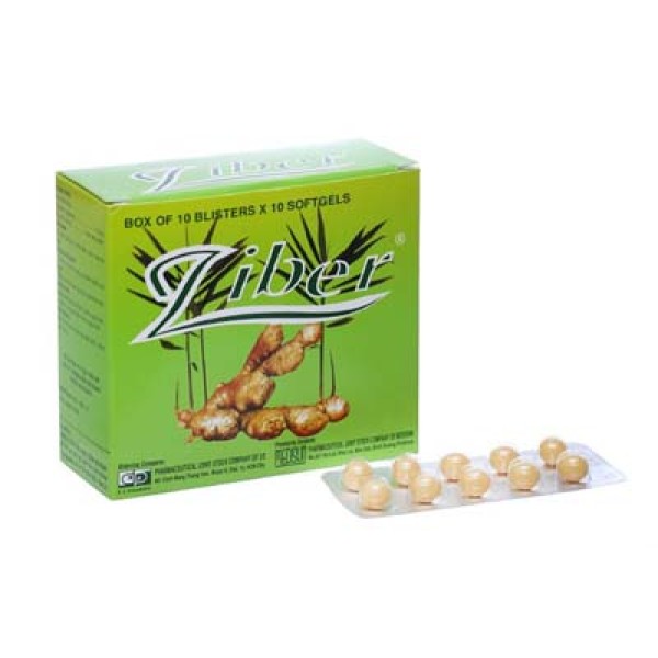Viên uống tinh dầu gừng Ziber (10 vỉ x 10 viên/hộp)
