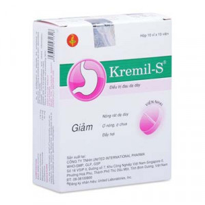 Thuốc điều trị đau dạ dày, giảm nóng rát, đầy hơi và ợ chua Kremil-S (10 vỉ x 10 viên/hộp)