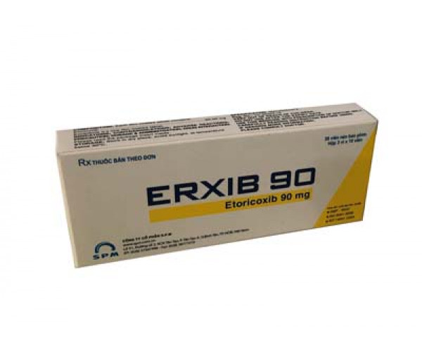 Thuốc giảm đau, kháng viêm Erxib 90 mg (3 vỉ x 10 viên/hộp)