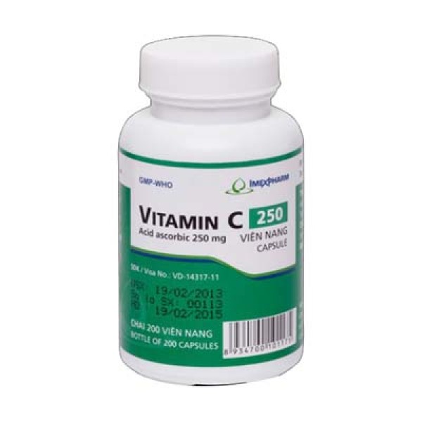 Thuốc điều trị thiếu hụt Vitamin C Imexpharm 250mg (200 viên/chai)