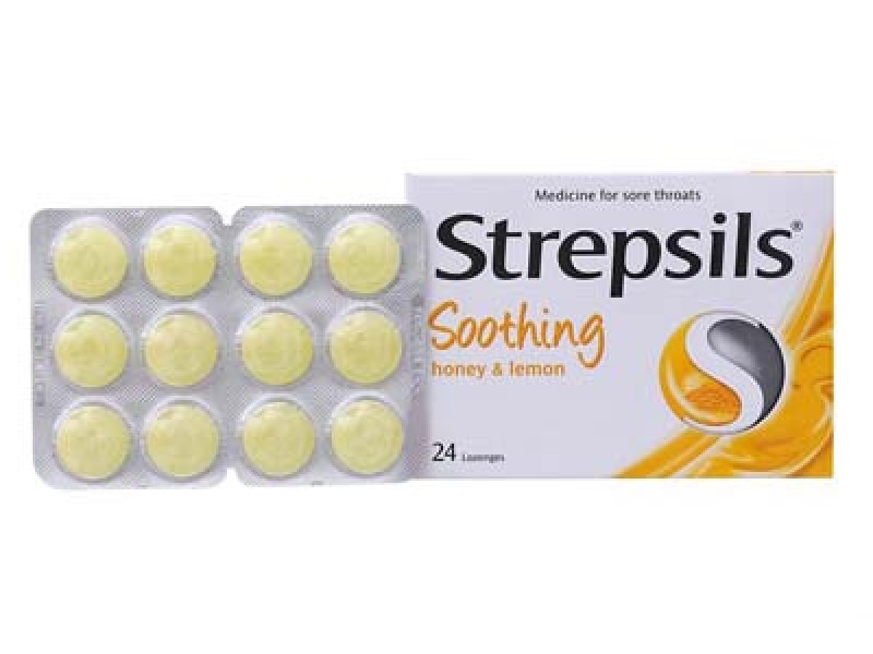 Viên ngậm kháng khuẩn, giảm ho hương chanh mật ong Strepsils Honey Lemon (24 viên/hộp)