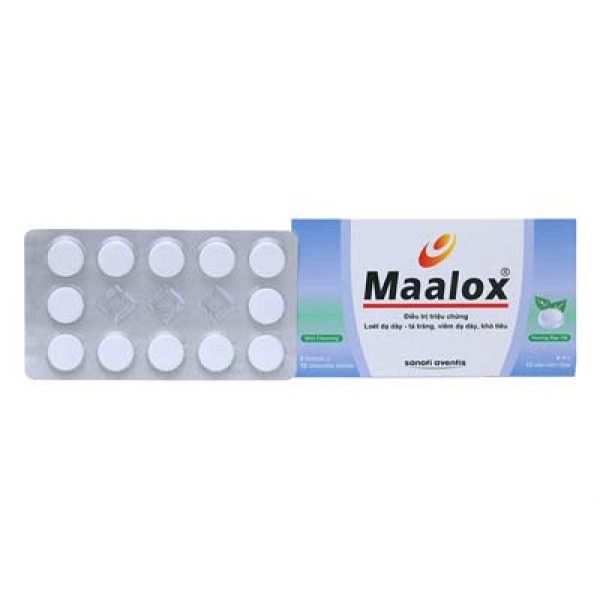 Thuốc điều trị loét dạ dày – tá tràng, viêm dạ dày, khó tiêu Maalox (4 vỉ x 12 viên/hộp)