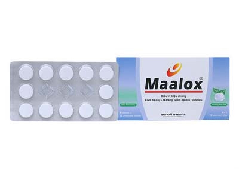 Thuốc điều trị loét dạ dày – tá tràng, viêm dạ dày, khó tiêu Maalox (4 vỉ x 12 viên/hộp)