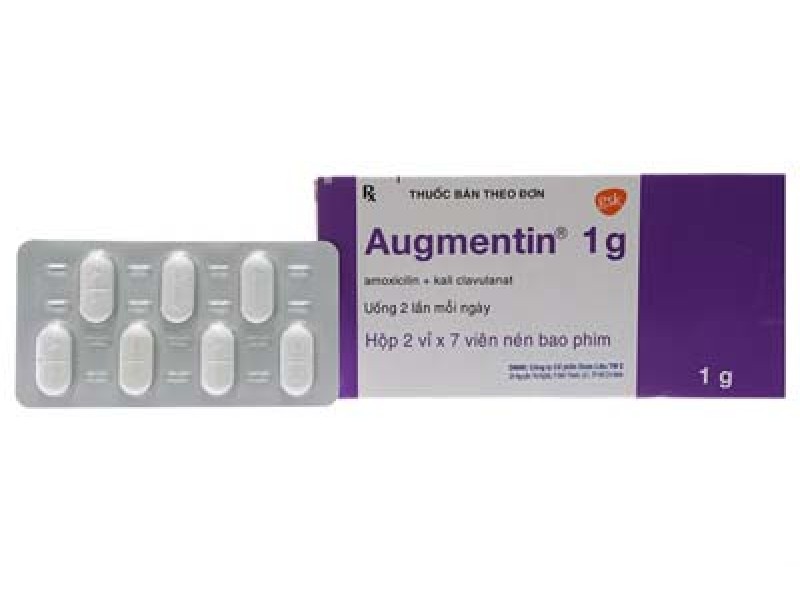 Thuốc kháng sinh Augmentin 1g (2 vỉ x 7 viên/hộp)