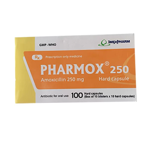 Pharmox 250mg (10 blisters x 10 capsules/box)