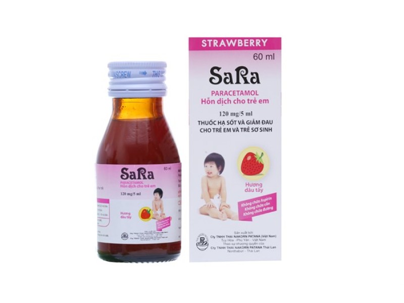 Siro giảm đau, hạ sốt Sara hương dâu 120mg/5ml (60ml)