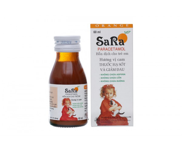 Siro giảm đau, hạ sốt Sara hương cam 250mg/5ml (60ml)