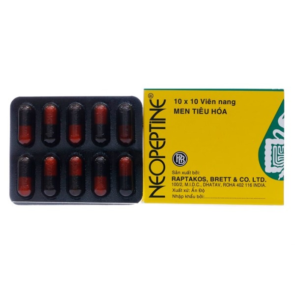 Thuốc điều trị đầy hơi, khó tiêu Neopeptine (10 vỉ x 10 viên/hộp)
