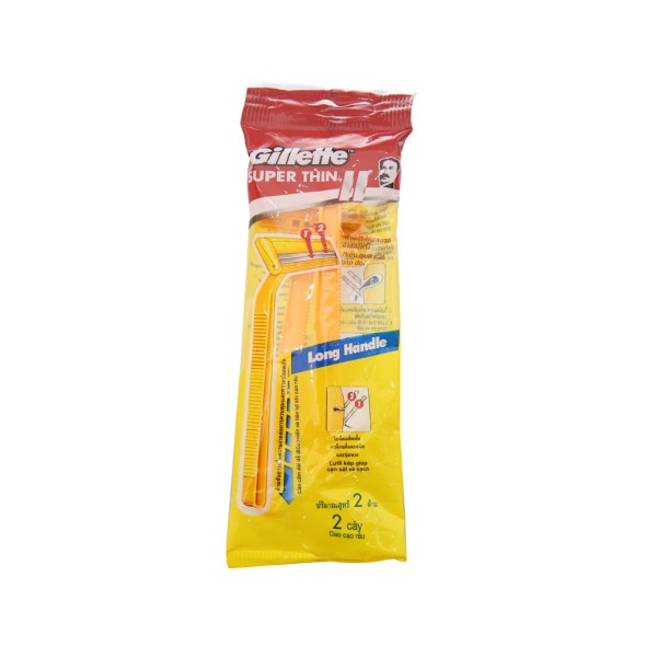 Dao cạo râu cán vàng Gillette Super Thin (2 cây/gói)