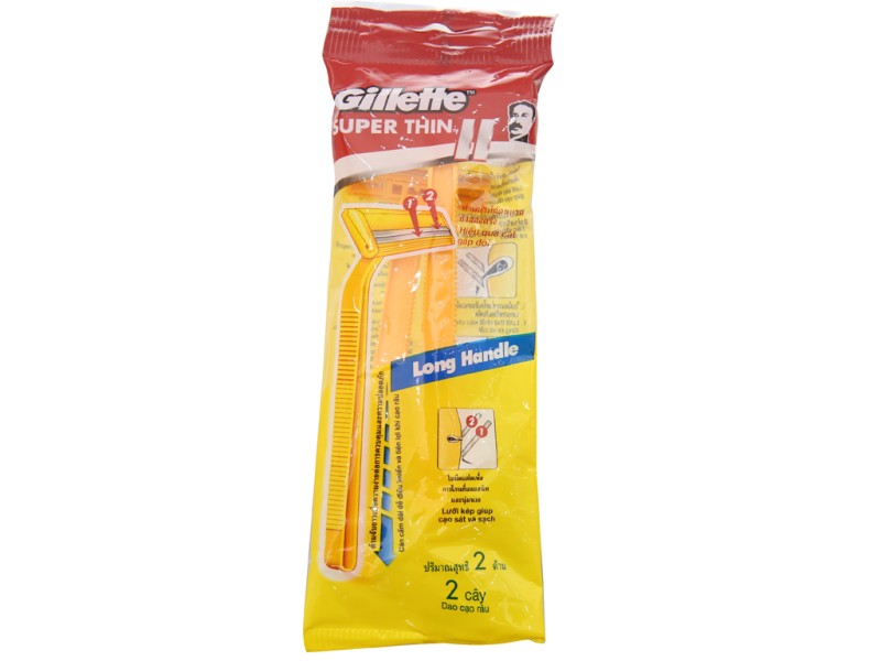 Dao cạo râu cán vàng Gillette Super Thin (2 cây/gói)