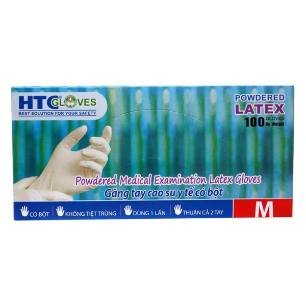 Găng tay cao su y tế có bột HTC Gloves (size M)