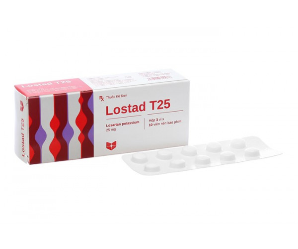 Thuốc điều trị tăng huyết áp, suy tim Lostad T25 (3 vỉ x 10 viên/hộp)