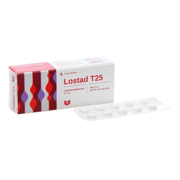 Thuốc điều trị tăng huyết áp, suy tim Lostad T25 (3 vỉ x 10 viên/hộp)