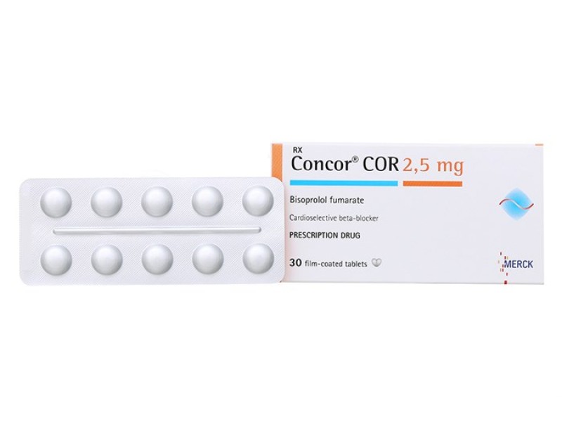 Thuốc điều trị suy tim Concor Cor 2.5mg (3 vỉ x 10 viên/hộp)