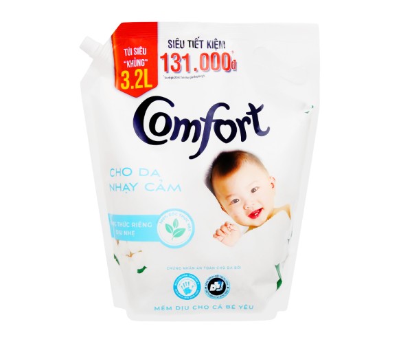 Nước xả cho bé Comfort cho da nhạy cảm hương phấn (3.2 lít)