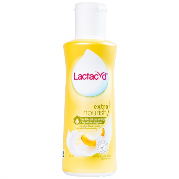 Dung dịch vệ sinh phụ nữ với tinh chất sữa giúp dưỡng ẩm, ngăn mùi Lactacyd Extra Nourish (150ml)