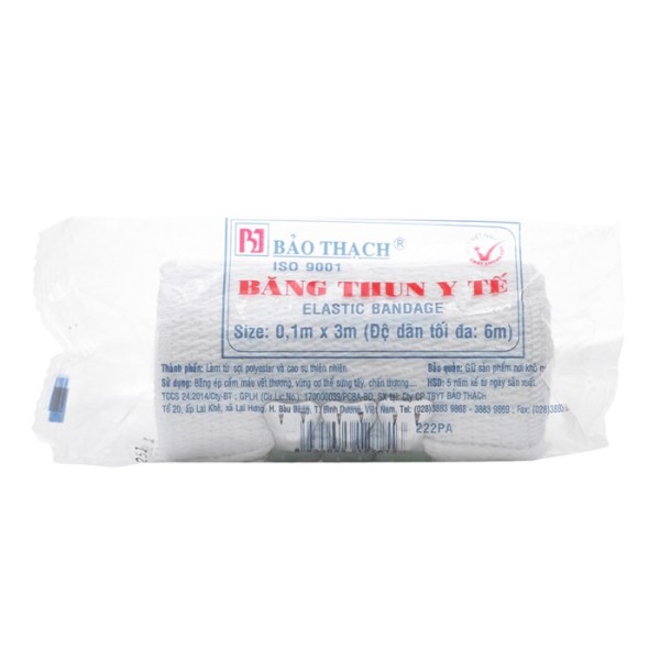 Băng thun y tế 3 móc Bảo Thạch (0.1m x 3m)