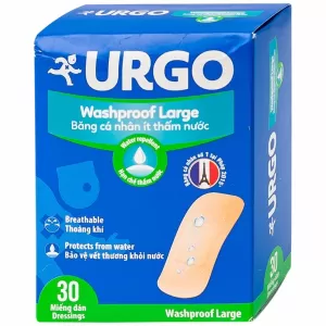 Băng cá nhân ít thấm nước Urgo Washproof Large (30 miếng/hộp)