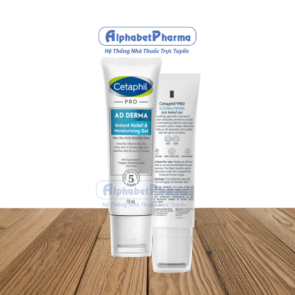 Gel hỗ trợ giảm ngứa cho da chàm, viêm da cơ địa Cetaphil Pro AD Derma Instant Relief và Moisturising Gel (59ml)