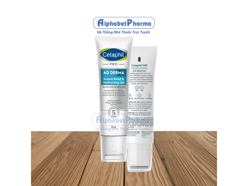 Gel hỗ trợ giảm ngứa cho da chàm, viêm da cơ địa Cetaphil Pro AD Derma Instant Relief và Moisturising Gel (59ml)
