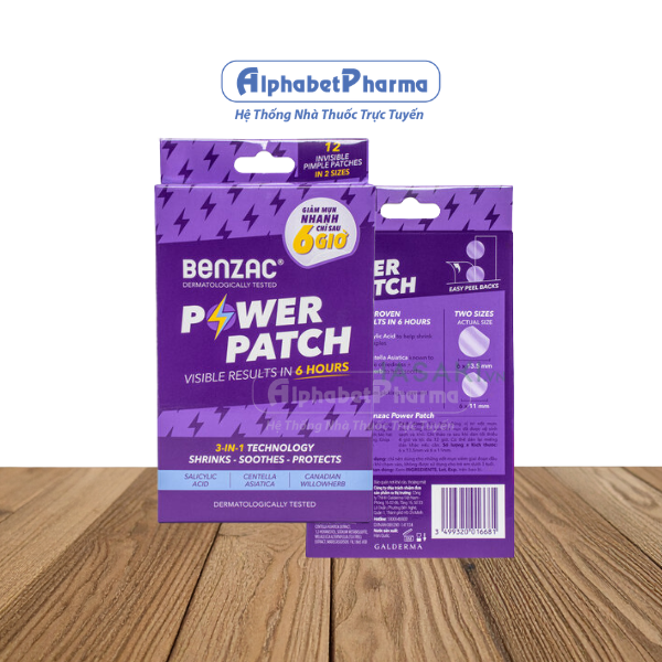 Miếng dán trị mụn Benzac Power Patch (12 miếng/hộp)